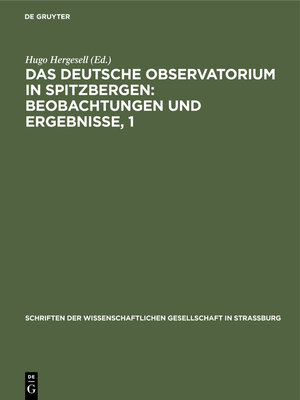 cover image of Das Deutsche Observatorium in Spitzbergen